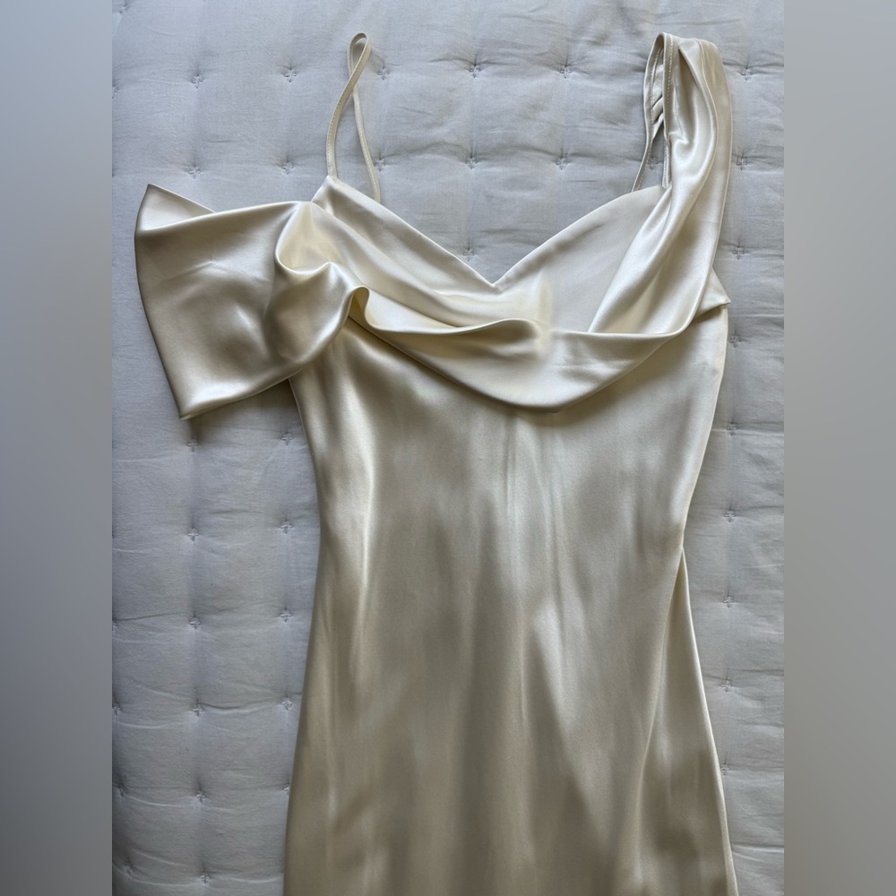 Reformation Ivory Satin Cowl-Neck Maxi Dress - Picture 6 of 12